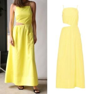 Tibi Sporty Nylon Strappy Cutout Dress in Yellow Size 10